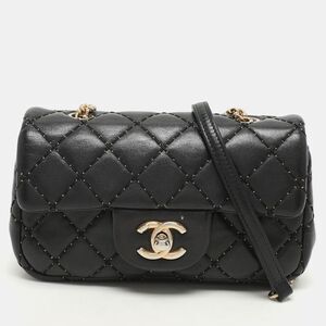Chanel Black Quilted Patent Leather Extra Mini Cc Paris-Salzburg Classic Flap